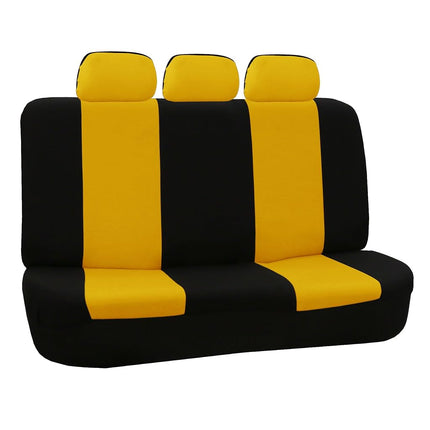 FH GROUP FH-FB050115 + F14407 Full Set Flat Cloth Car Seat Covers with Premium Carpet Floor Mats, Yellow / Black- Fit Most Car, Truck, Suv, or Van