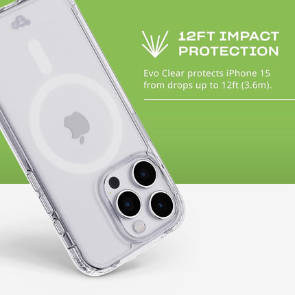tech21 Evo Clear case Compatible with MagSafe for iPhone 15 Pro - Impact Protection Case - Clear