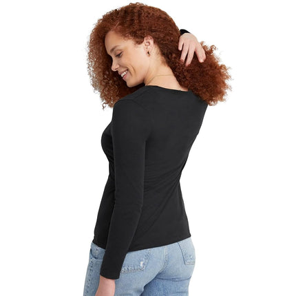 Hanes Women's Long Sleeve Tee, Ebony, Large