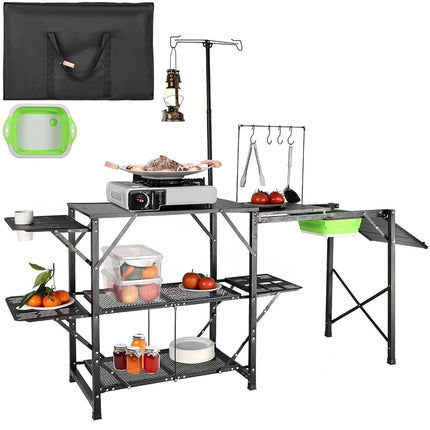 VEVOR Camping Kitchen Table, One-Piece Folding Por