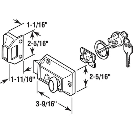 Prime-Line U 9967 7/8 in. Brass Plated Diecast Cam Lock, Yale Keyway (Single Pack)