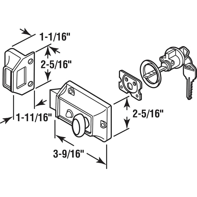 Prime-Line U 9967 7/8 in. Brass Plated Diecast Cam Lock, Yale Keyway (Single Pack)