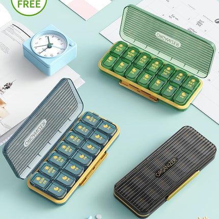 Acedada Pill Organizer 2 Times a Day, 7 Day Am Pm Pill Box - Weekly Pill Organizer with Separate Container, Portable Daily Medicine Planner Dispenser Case for Vitamin, Fish Oils, Supplements, Green