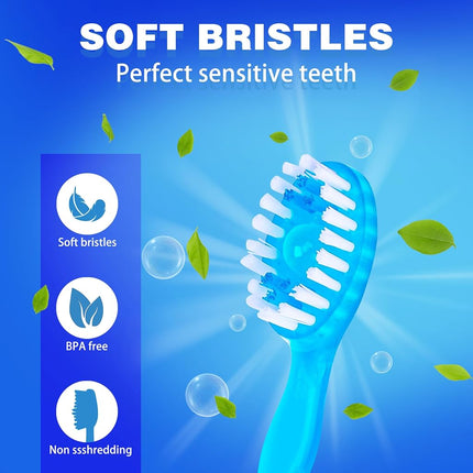 Malisseladi 5 in 1 Mini Brushes-Disposable Toothbrushes with Toothpaste + Floss + Pick + Tongue Scraper | Travel Size | Individually Wrapped | Soft | Mint | Travel Set (Mint, 26 pcs)