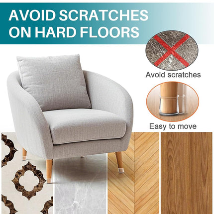24 Pcs Chair Leg Floor Protectors, Silicone Felt Furniture Leg Pads Caps Covers for Hardwood Floors (Fit 1-5/16" to 2")