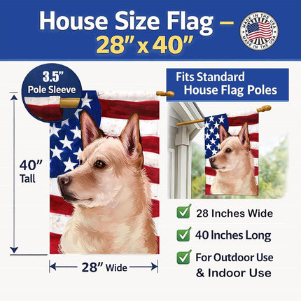 Caroline's Treasures CK6472CHF Bandera de Casa de Lona de Gran Tamaño con Bandera Americana de Perro Canaan, Multicolor