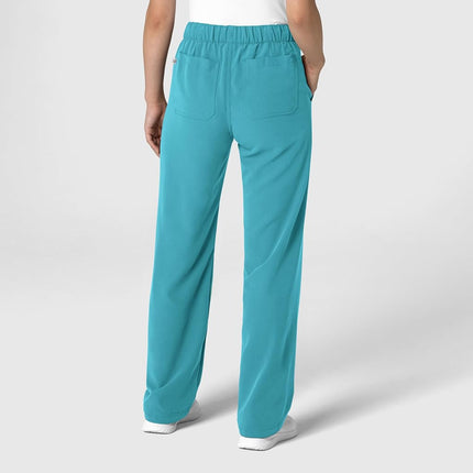 WonderWink Women's Stovepipe High-Low Hem Scrub Pant, Teal Blue, Medium