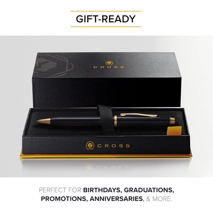 CROSS Century II Black Lacquer-23CT Gold – Ballpoint Pen incl. Luxury Gift Box – Refillable Medium Ballpen