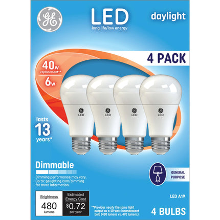 GE Lighting 67614 Dimmable LED A19 Light Bulb with