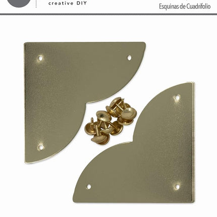 Dritz Home 44793-35 Campaign Hardware Large Smooth Quatrefoil Corner, Brass (3-Pack)