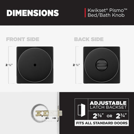 Kwikset 97402-854 Pismo Keyed Entry Door Knob Featuring SmartKey Security, Round, Iron Black