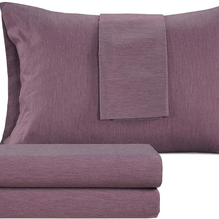 Izod - Melange Performance Cotton Sheet Set, Heavy Duty and Durable Fabric, Deep Pockets, 300 Thread Count, Twin/Amethyst