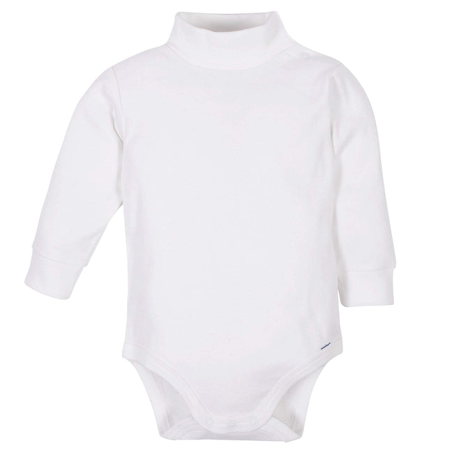 Gerber pack de 2 mamelucos de cuello alto de manga larga para bebé, color blanco, 12 meses