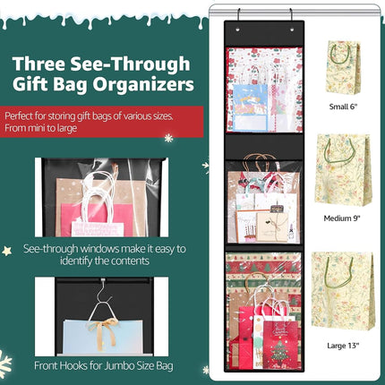 Hanging Wrapping Paper Organizer Storage, Over Door Gift Wrap Roll Holder