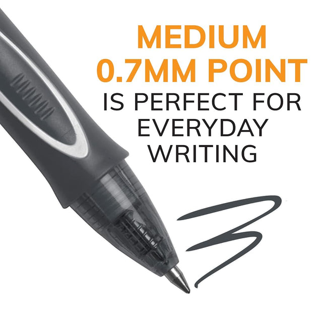 BIC Gel-ocity Quick Dry Retractable Gel Pen, Medium Point (0.7mm), Black, 12-Count