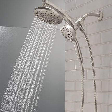 Delta 6-Setting PivotPro 3-in-1 Combination Shower Head with ProClean Spray, Chrome Round Shower Head Rainfall with Handheld Spray, 1.75 GPM, Chrome 75649
