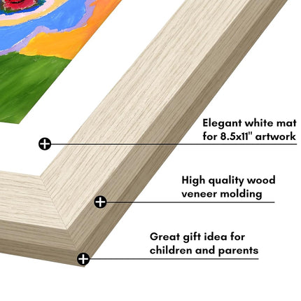 Americanflat - 2 Pack - Kids Artwork Display Frame Changeable (Light Wood) - Magnetic Door Holds 100 Art Pieces - A4 Size Display with Mount or 10x12.5 Without Mount - My Mini Masterpiece