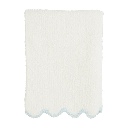 Mud Pie Kids Blue Scallop Chenille Blanket; 34" x 