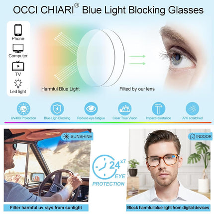 OCCI CHIARI +2.25 Mens Reading Glasses Blue Light Blocking Readers(+1.0 +1.25 +1.5 +1.75 +2.0 +2.25 +2.5 +2.75 +3.0)