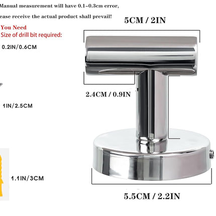 8 Pack Bath Towel Hooks, Wall Mount Towel Holder Chrome Finish Towel Rack, Heavy Duty Robe Coat Loofah Hooks for Shower, Kitchen,Hotel, Pool Tile, Brick Modern Style Decor Wall Hooks
