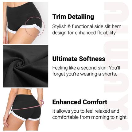 Pantalones cortos de yoga para mujer ALWAYS - Premium suave, elásticos, color liso, para animadoras, correr, bailar, voleibol, Sho2228 / Negro-amarillo neón, Extrachico