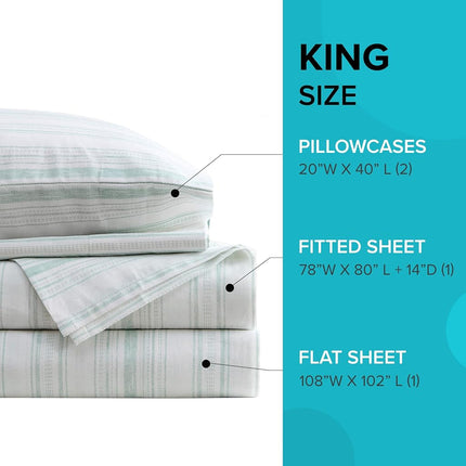 Comfort Spaces 100% Cotton Sheet Set Breathable, Lightweight, Soft with 14" Elastic Pocket Fits up to 16" Mattress, All Season Cozy Bedding, Matching Pillow Case, King Good Vibes 4 Piece