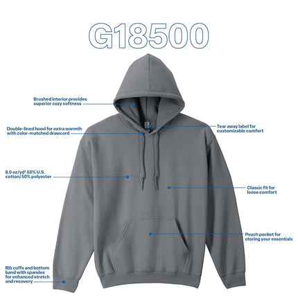 Gildan Men's Heavy Blend Fleece Hooded Sweatshirt, Charcoal, XXXL