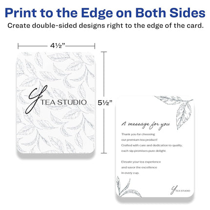 Avery Printable Rounded Corner Cards with Sure Feed Technology, 4.25" x 5.5", Matte White Cardstock, Print-to-the-Edge, Laser/Inkjet Cards, 50 Total