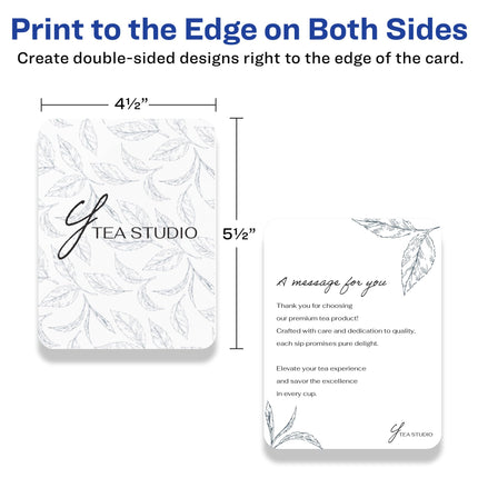 Avery Printable Rounded Corner Cards with Sure Feed Technology, 4.25" x 5.5", Matte White Cardstock, Print-to-the-Edge, Laser/Inkjet Cards, 100 Total