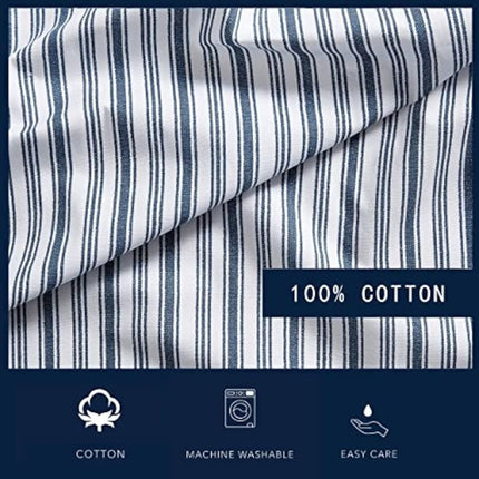 Nautica - Twin Sheets, Cotton Percale Bedding Set, Casual Home Decor (Coleridge Stripe Blue, Twin)