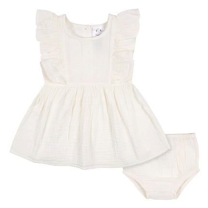 Gerber baby-girls 2 Piece Dress and Diaper Cover Set, Ivory, 4T