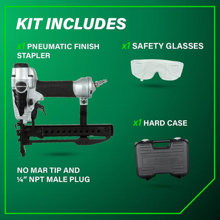 Metabo HPT Finish Stapler, 18 Gauge, 1/4-Inch Narrow Crown Staples, 1/2-Inch up to 1-1/2-Inch Staple Length, Pneumatic (N3804AB3)