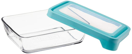 Anchor Hocking TrueSeal Glass Food Storage Containers with Mineral Blue Airtight Lids, 6 Cup Capacity (48 Oz), Rectangle, Pack of 4