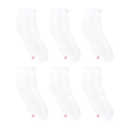 Hanes Women's Ankle Socks, Comfort Toe Seamed, Black Available, 6-Pack, White-6 Pack, 7-11 UK (Pack of 6)