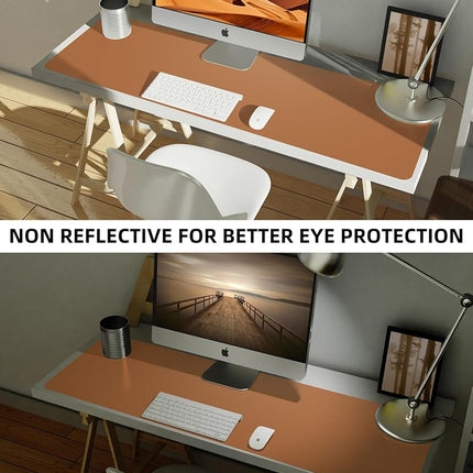 Leather Desk Pad Protector,Mouse Pad,Office Desk Mat, Non-Slip PU Leather Desk Blotter,Large Desk mat,Waterproof Keyboard mat for Office/Home/Decor (Light Brown,55" x 17")