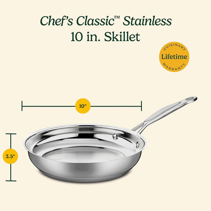 Cuisinart 10-Inch Skillet, 722-24 Chef's-Classic-Stainless-Cookware-Collection, Stainless Steel
