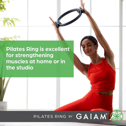 Gaiam - Fitness Circle - Pilates Ring, Lightweight & Durable Foam Padded Handles, Flexible Resistance Gear for Arms, Thighs/Legs & Core, 12 Inch, Black