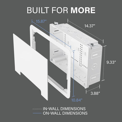 Legrand - OnQ 9 In. Media Enclosure, Wall Cable Management to Organize System Devices, Home Networking Panel Dual Purpose In Wall Enclosure for Device Storage, Media Box, White, ENP0905NAV1
