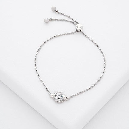 Ted Baker Soleta Solitaire Sparkle Crystal Adjustable Bracelet For Women (Silver Tone/Crystal)