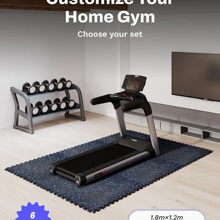 AIRHOP 1.4 cm Thick Exercise Equipment Mats, 2.16 m², 6 Tiles with Upgraded Rubber Top and High-Density EVA Foam, Large Interlocking Puzzle Gym Flooring for Home Gym, Heavy-Duty Workout, 60 x 60 cm
