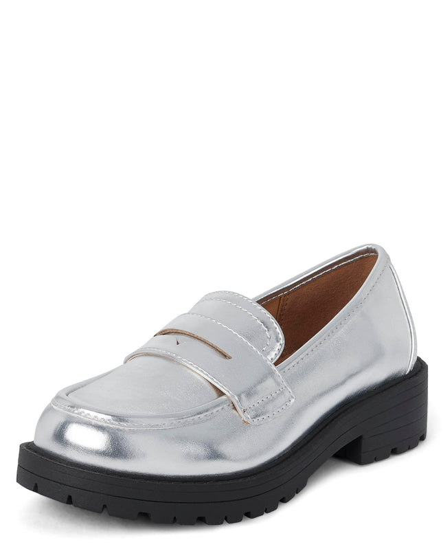 The Children's Place Girl's Slip on Loafers, Silve