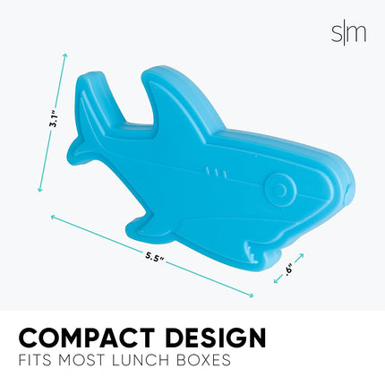 Simple Modern Character Shaped Ice Pack for Lunch Box | Slim, Reusable, Freezer Safe Icepack for Kids Bento Box, Lunch Bags, or Lunchbox | 4 Pack | Shark
