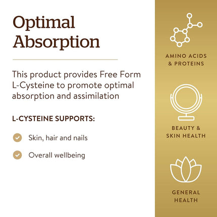 Solgar - L-Cysteine Free Form 500 mg. - 90 Vegetarian Capsules