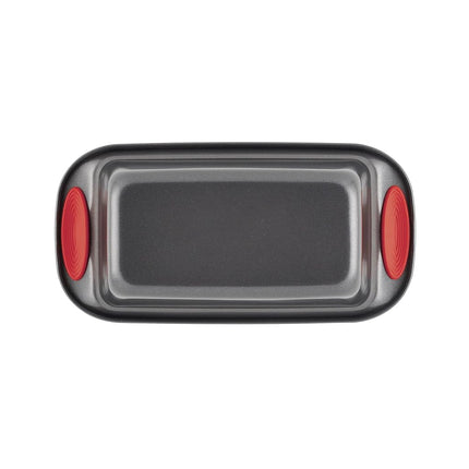 Rachael Ray 47962 Yum-o! Bakeware Oven Lovin' Nonstick Loaf Pan, 9-Inch by 5-Inch Steel Pan, Gray with Red Handles