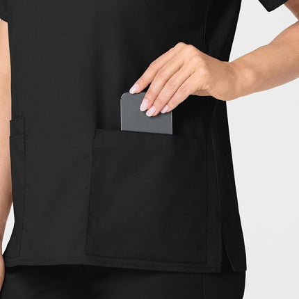 WonderWink Women's Plus-Size Wonderwork V-Neck Scrub Top, Black, XX-Large