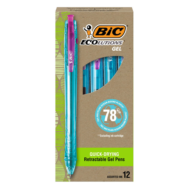 BIC Ecolutions Plastic Gel Pens, Medium Point (1.0