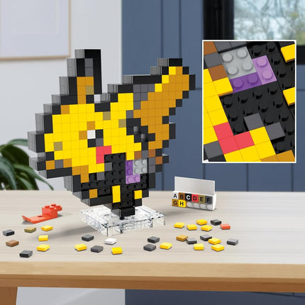 MEGA Pokemon Action Figure Building Set, Pikachu with 400 Pieces and Pixel Retro Style, for Table or Wall Decor, Build & Display Toy for Collectors