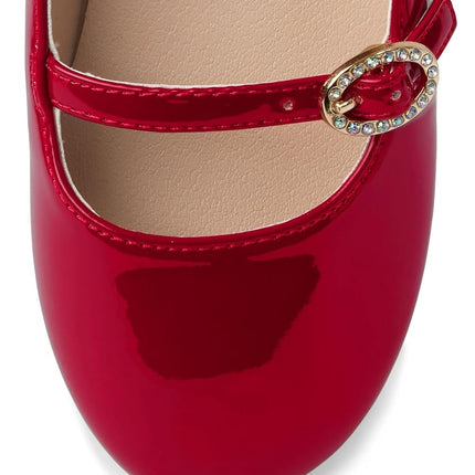 Gymboree Girl's Toddler Dressy Ballet Flat, Apple Red, 2 Wide Big Kid