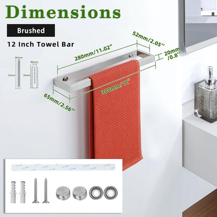 Alise Bath Towel Bar,Wall Mount Towel Holder Towel Rack Towel Hanger for Bathroom Lavatory,12 Inch SUS304 Stainless Steel Towel Rail,Brushed Finish GJF030-LS