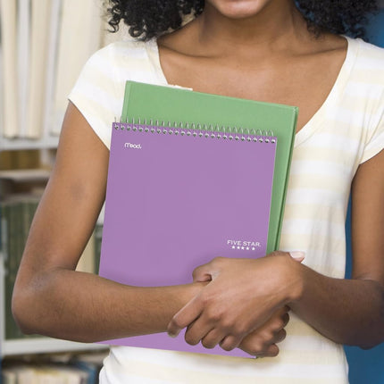 Five Star Top Spiral Notebook + Study App, 1 Subject, College Ruled Notepad, 8-1/2" x 11", 100 Sheets, Fights Ink Bleed, Water Resistant Cover, Amethyst Purple (820058B-ECM)